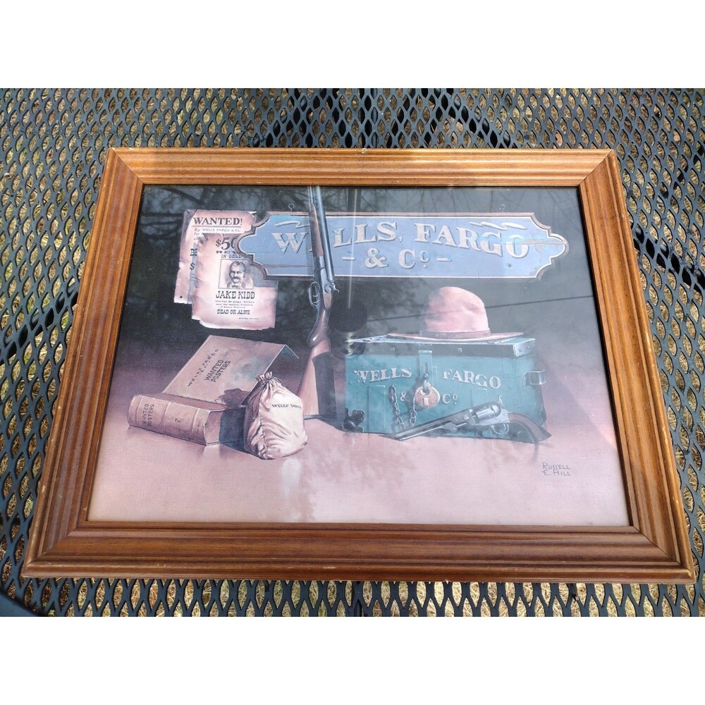 Wells Fargo Outlaw WANTED Wild West Cowboy Bar Art Wall Hanging Man Cave